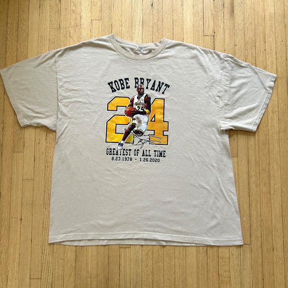Kobe Bryant  Lakers T Shirt Greatest Of All Time Memorial Tee Beige 3XL #24 - Picture 7 of 7